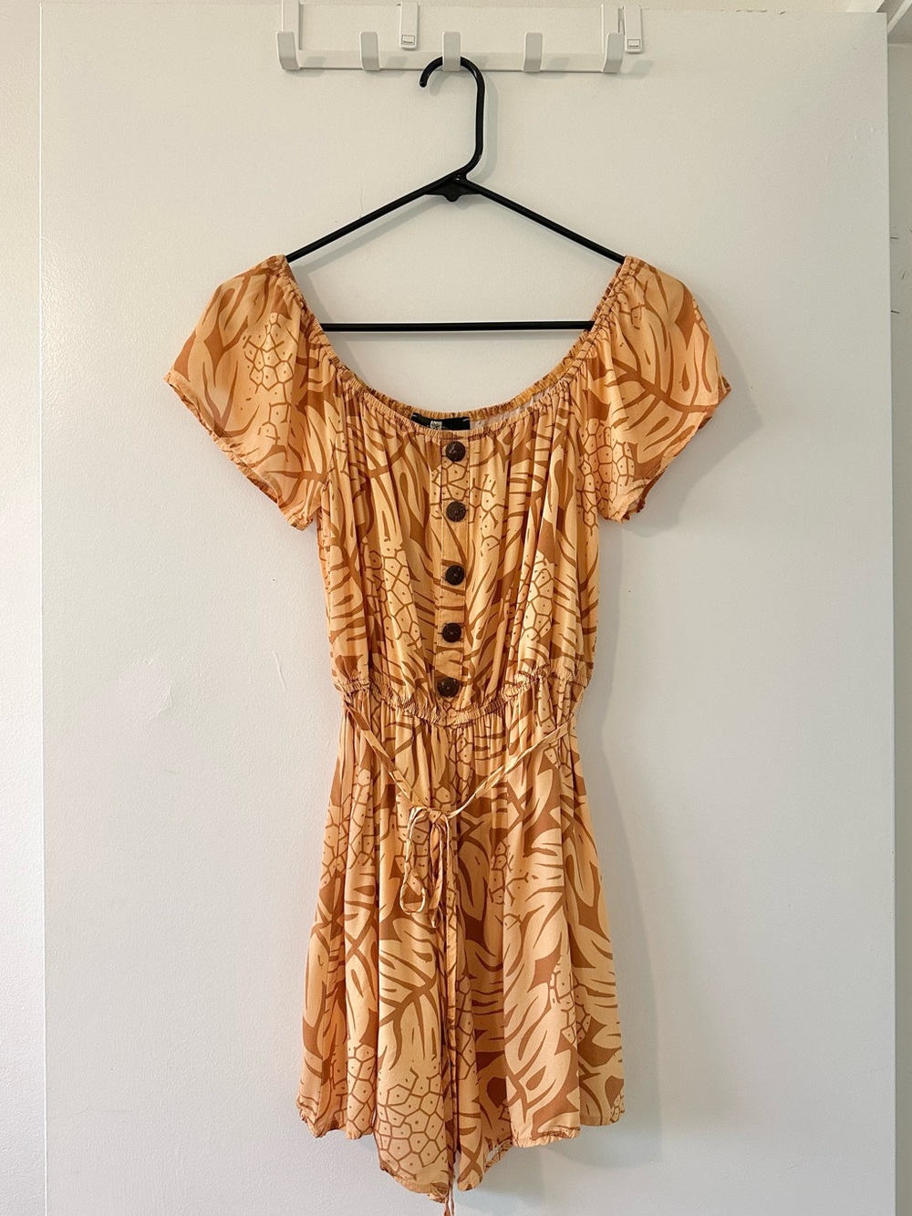 LexBreezy Meila Off the Shoulder Button Romper, Medium